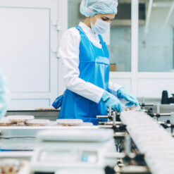 Food manufacturing employee in a factory