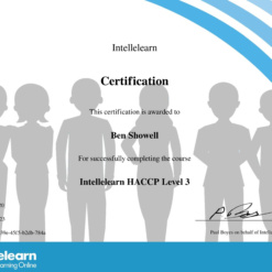 Intellelearn Certificate for HACCP Level 3