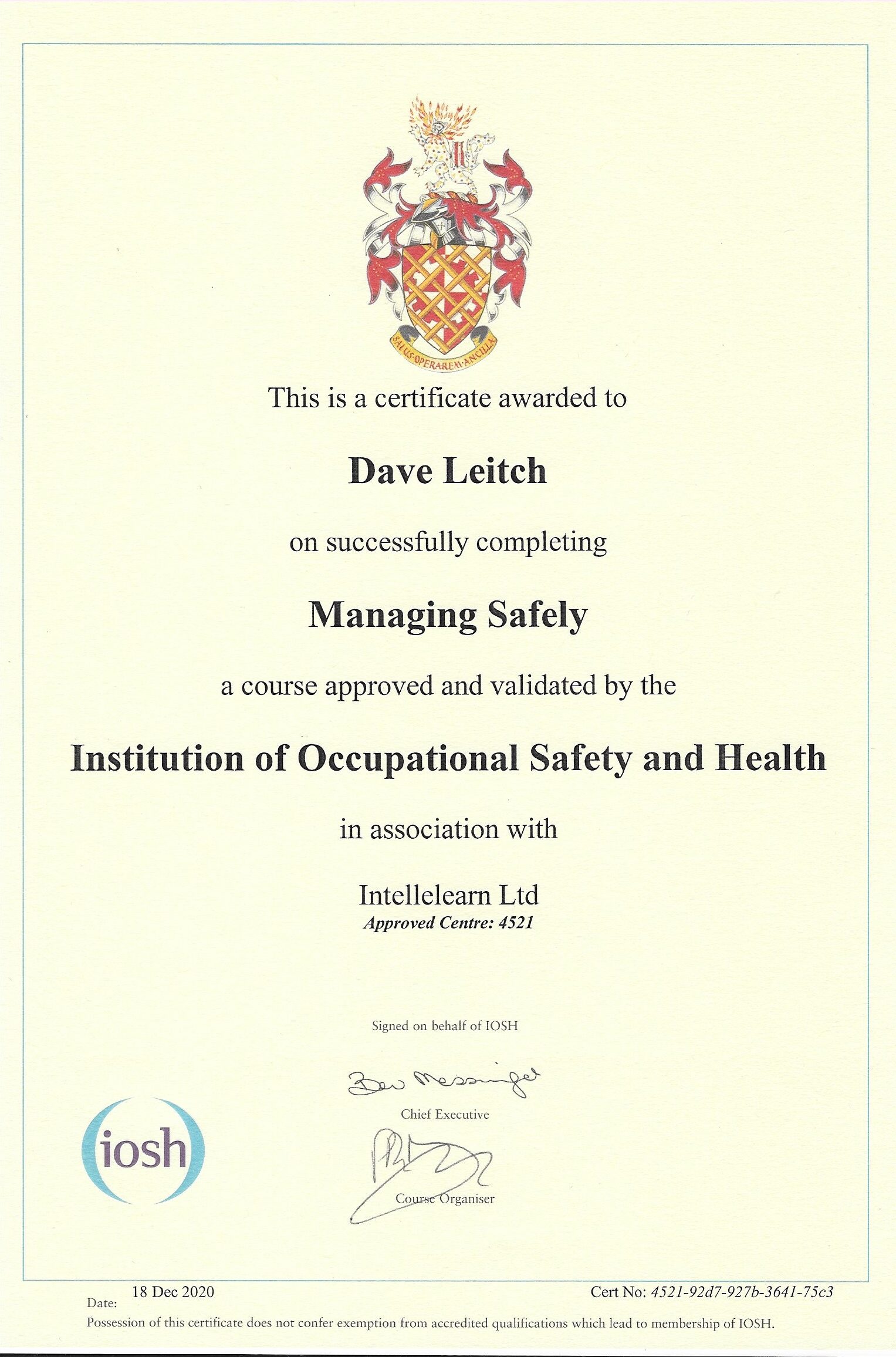 Certificate